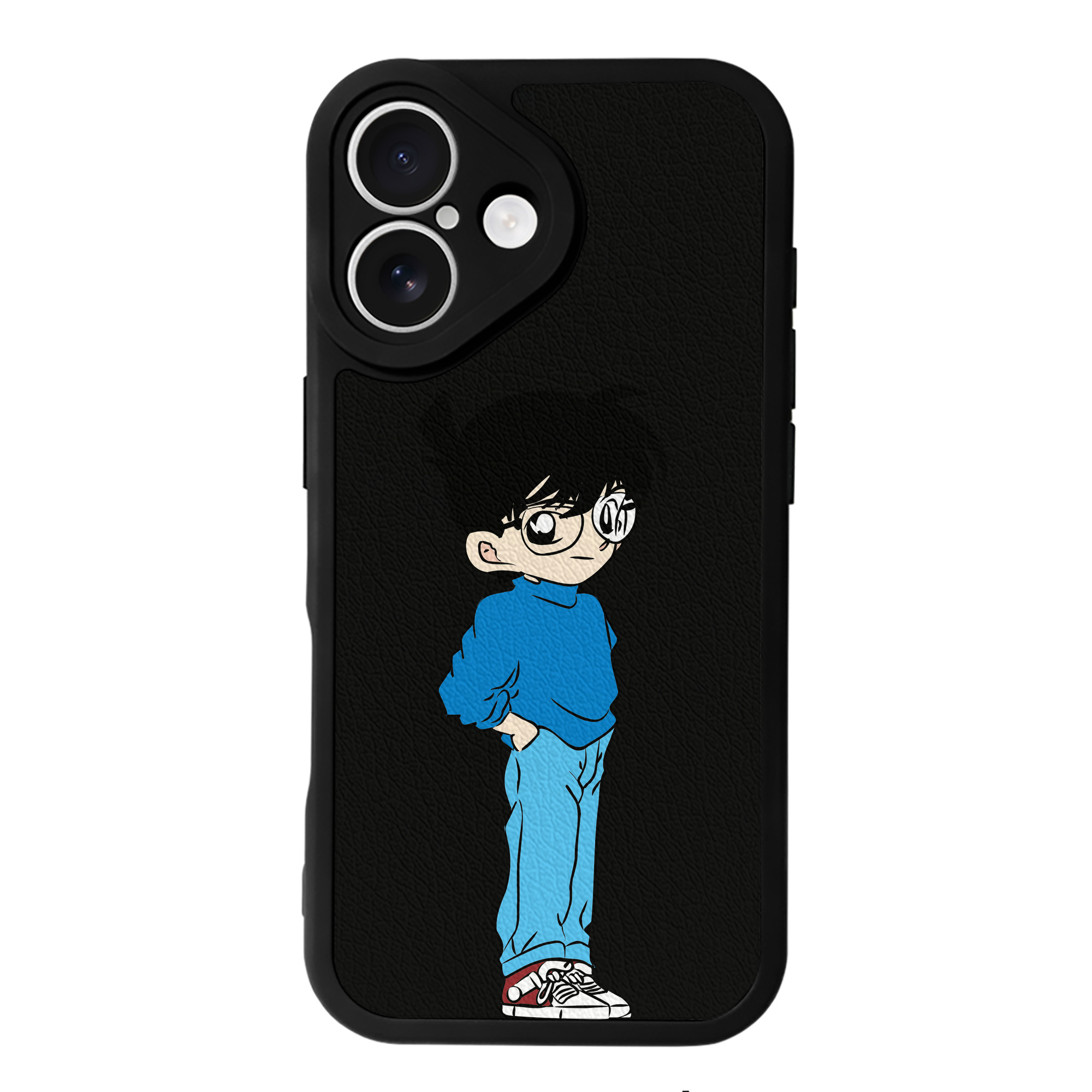 （画像用） 名探偵コナン 江戸川 コナン Detective Conan Conan Edogawa 【iPhone 16シリーズ対応】シリコンスマホケース（レザー調） 材質：シリコン